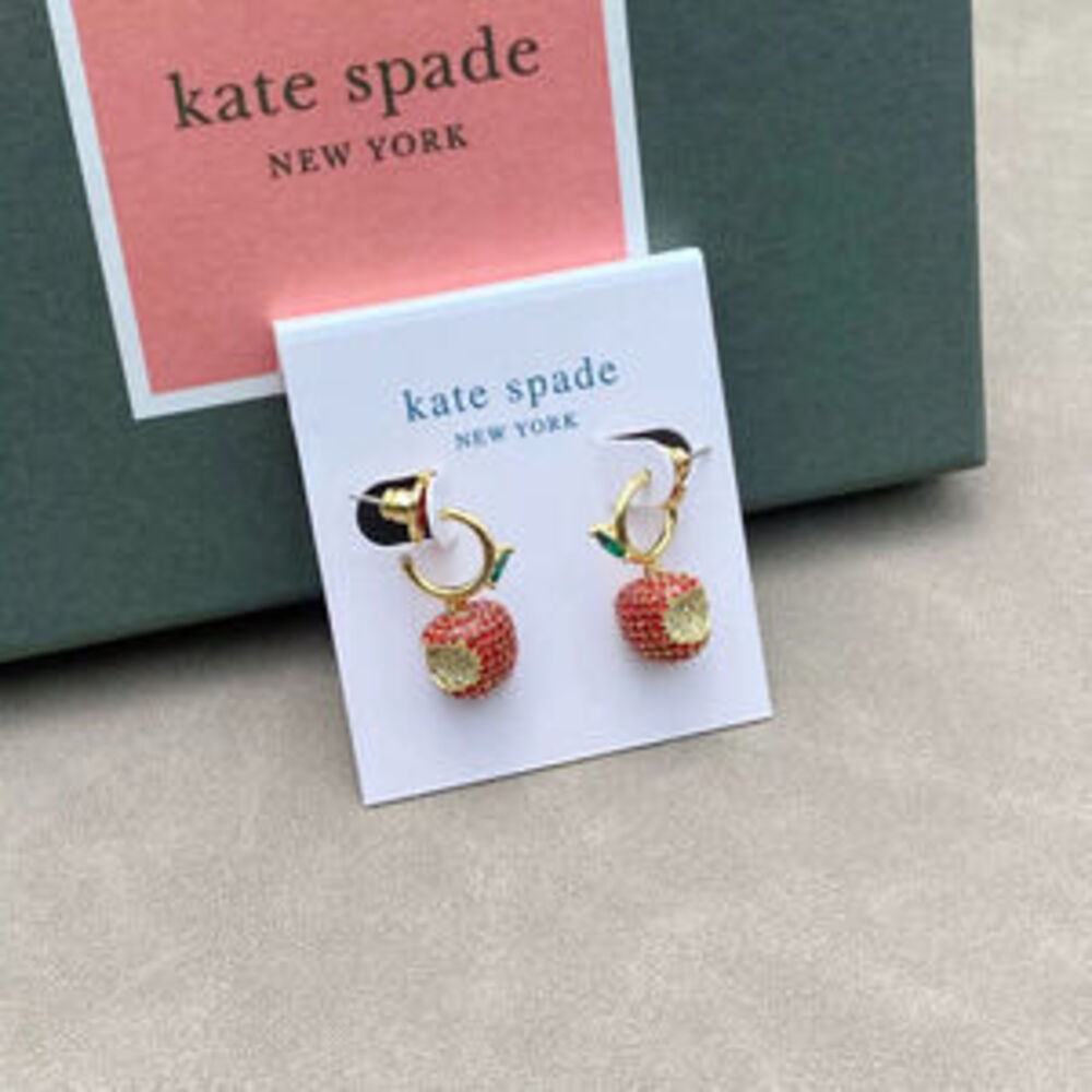kate spade Full Diamond Red Apple Metal Earrings